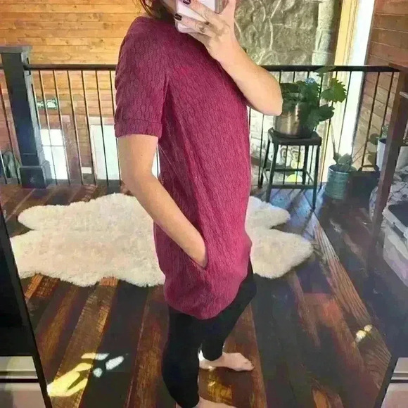 PEOPLE TREE Organic Cotton Pink Patterned Roomy Short Sleeve Mini Dress Women 4 - Picture 4 of 7